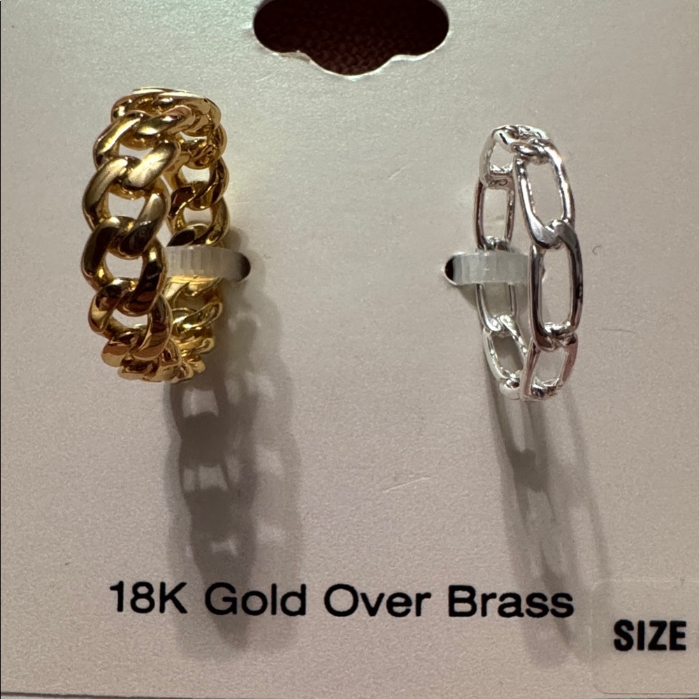 Women’s 2 pack 18k Gold Over Brass Duo Ring Set  size 8 retail $50- And Now This